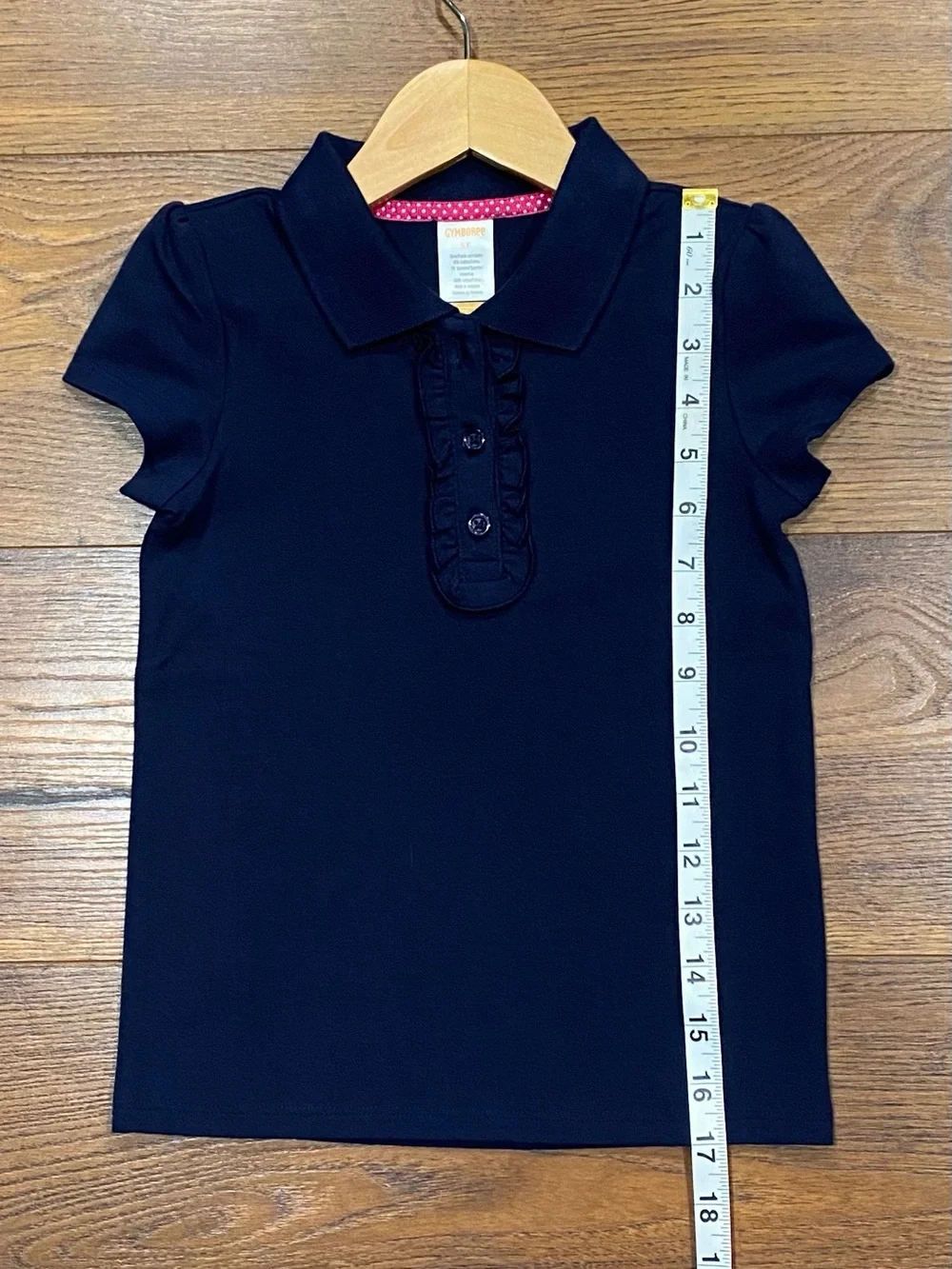 Gymboree Girls Navy Polo Top with Ruffle Placket